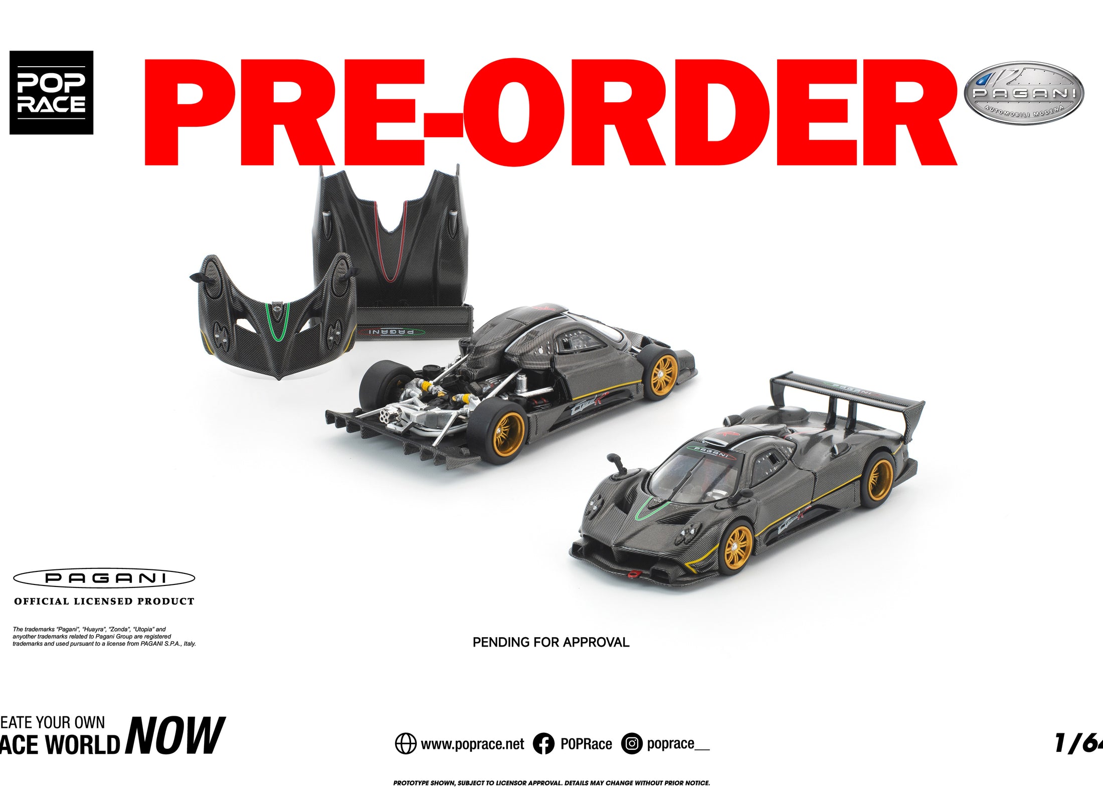 (Pre-order) POPRACE 1/64 PAGANI ZONDA R #PR640125 Diecast Model Car