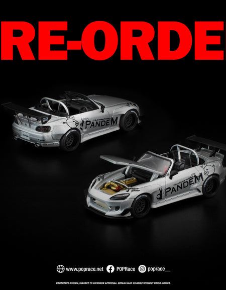 (Pre-order) POPRACE 1/64 PANDEM S2000 SILVER #PR640451 Diecast Model Car