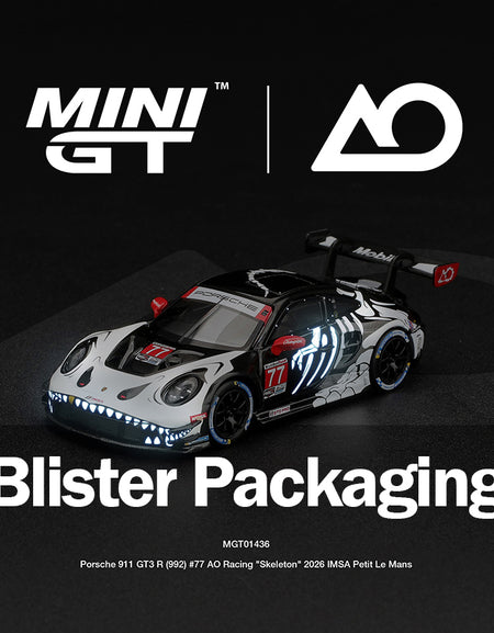 (Pre-order) Mini GT #1436 Porsche 911 GT3 R (992) #77 AO Racing Skeleton Rexy BL