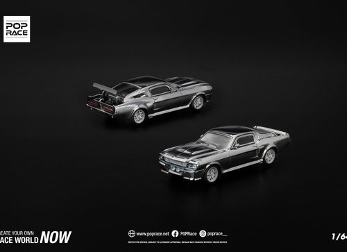 Load image into Gallery viewer, POPRACE 1/64 SHELBY MUSTANG GT500 - SILVER CHROME Model Car
