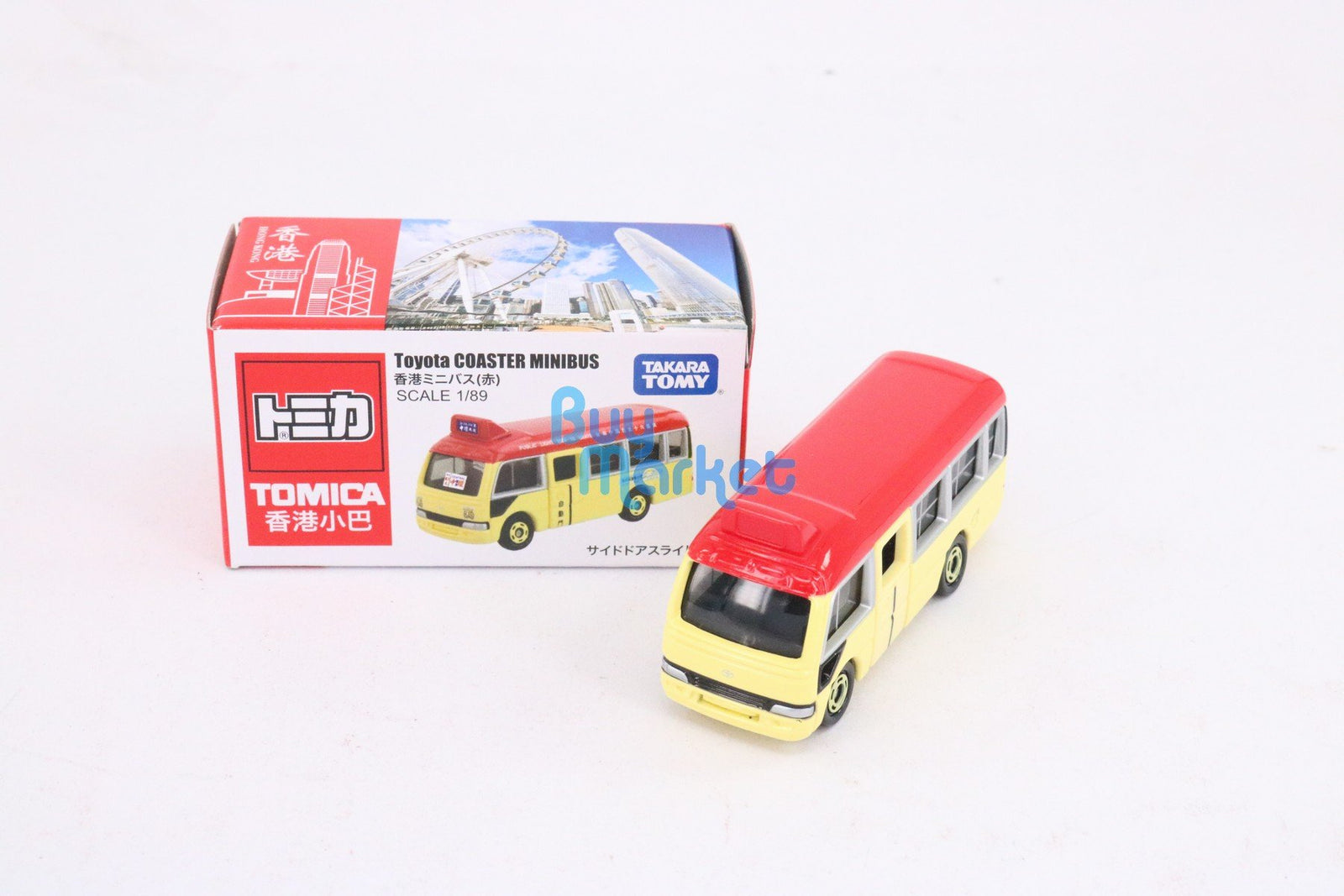 Takara Tomy TOMICA Hong Kong Minibus Toyota COASTER Red Scale 1/89 Diecast car