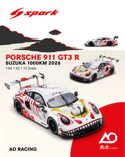 (Pre-order) Spark 1/64 Porsche GT3 R No.8 AO Racing Winner Suzuka 1000km 2026