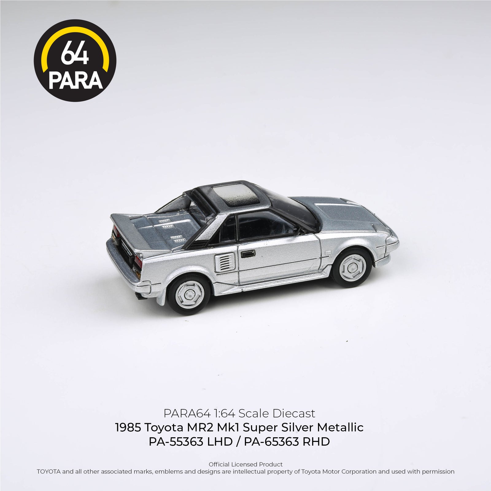 PARA64 1/64 1985 Toyota MR2 MK1 Super Silver Metallic - closed lights (RHD)