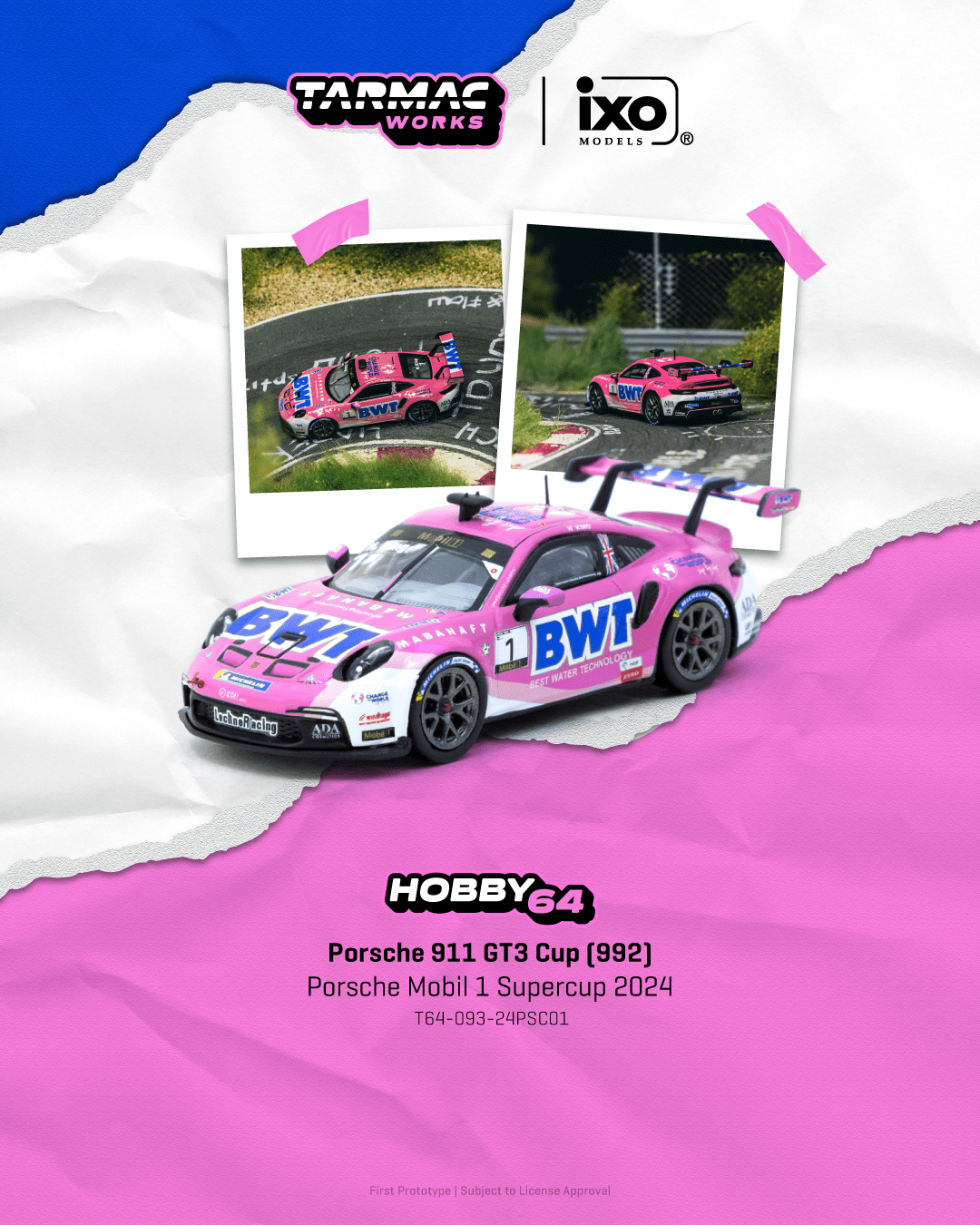 Tarmac Works 1/64 Porsche 911 GT3 Cup (992) Porsche Mobil 1 Supercup