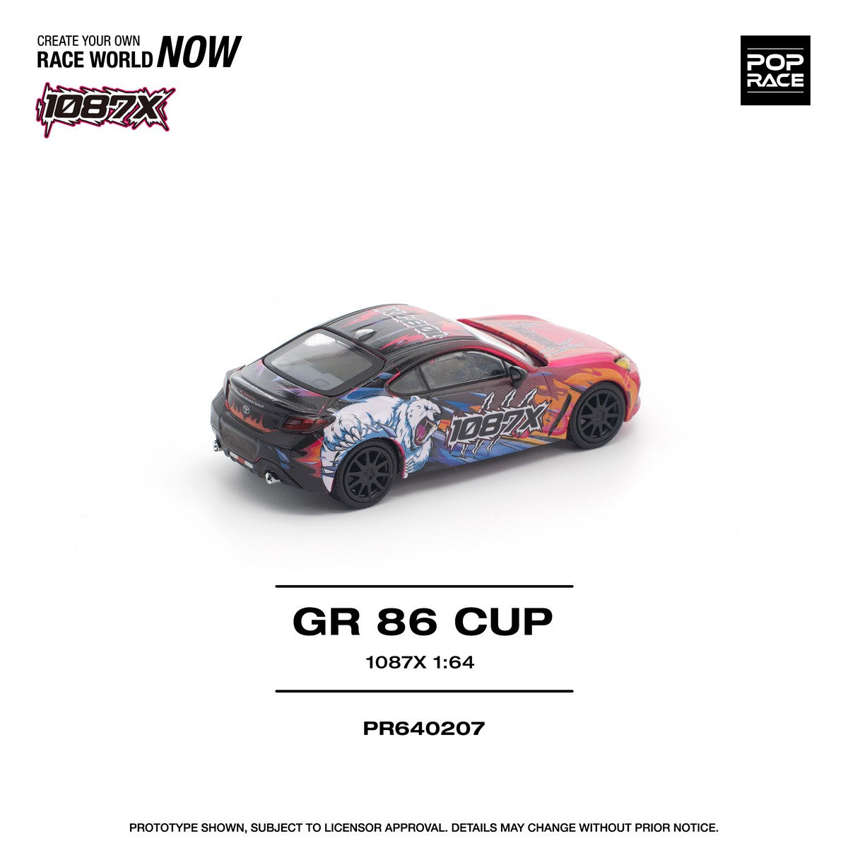 POPRACE 1/64 1087X GR86 CUP Diecast Model Car