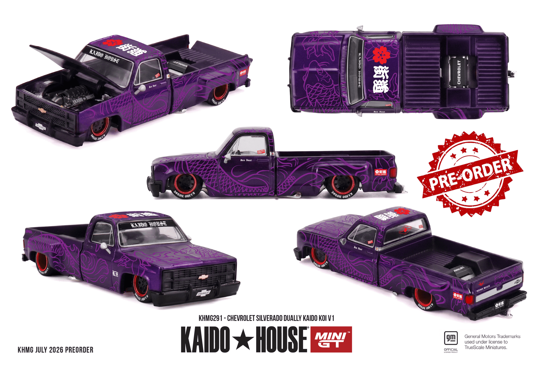 (Pre-order) Mini GT #291 Chevrolet Silverado Dually KAIDO Koi V1 Diecast Model