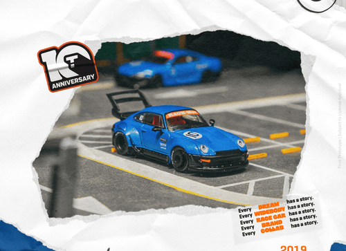 Load image into Gallery viewer, Tarmac Works RWB 993 Tarmac Works 10th Anniversary Diecast Model Car
