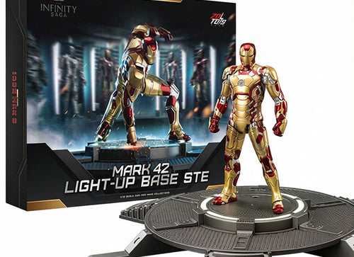 Load image into Gallery viewer, ZD Toys Marvel Iron Man 3 1/10 Iron Man MK42 &amp; Light-up Base Set
