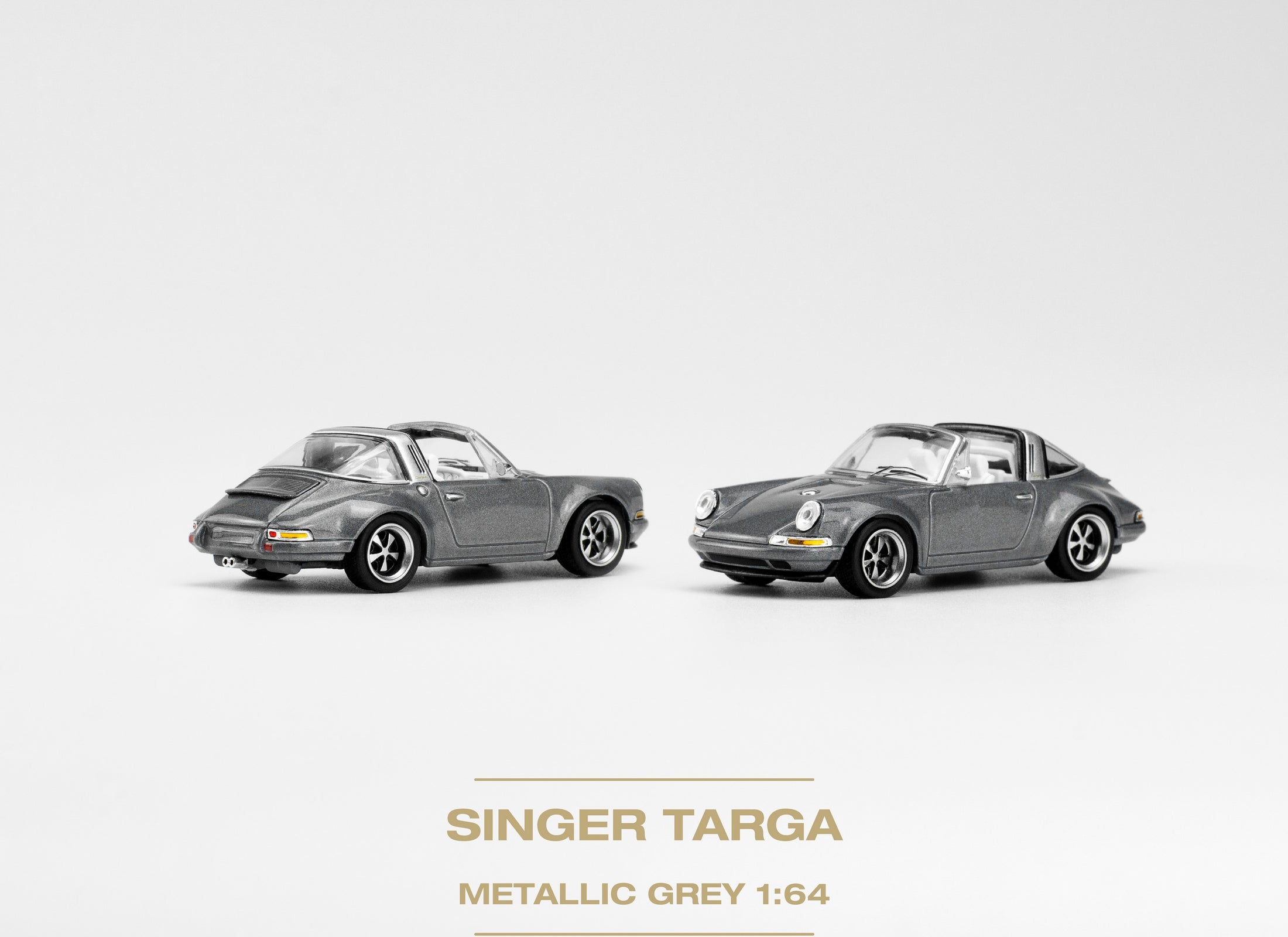 POPRACE 1/64 SINGER TARGA METALLIC GREY Diecaset Model Car