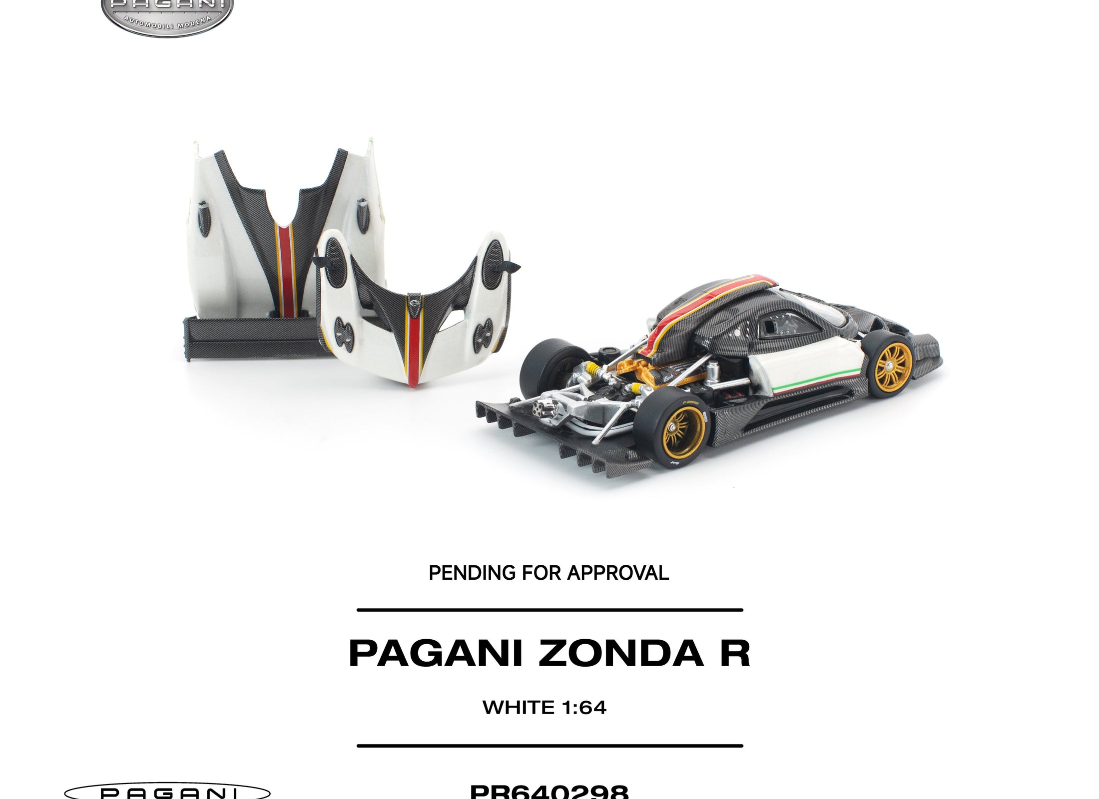 (Pre-order) POP RACE 1/64 PAGANI ZONDA R WHITE Diecast Model Car