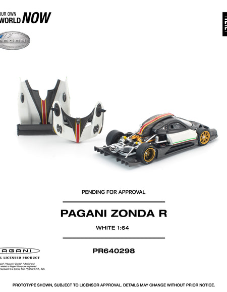 (Pre-order) POP RACE 1/64 PAGANI ZONDA R WHITE Diecast Model Car