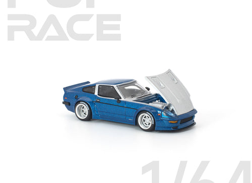 Load image into Gallery viewer, (Pre-order) POP RACE 1/64 PANDEM 280ZX BLUE Diecast Model Car #PR640315
