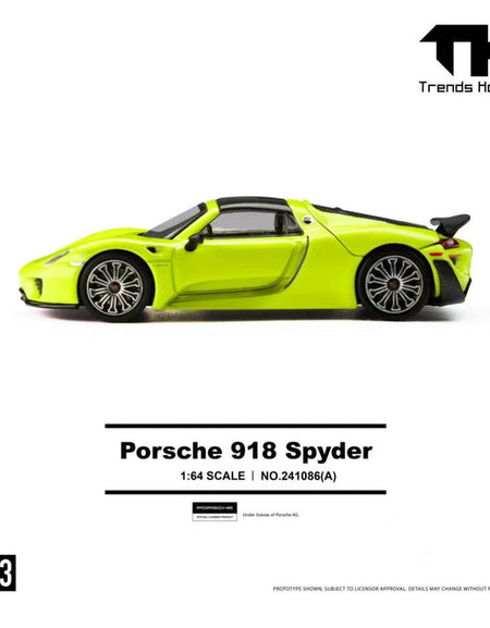 Trends Hobby 1/64  Diecast Porsche 918 Spyder - Acid Green Model Car