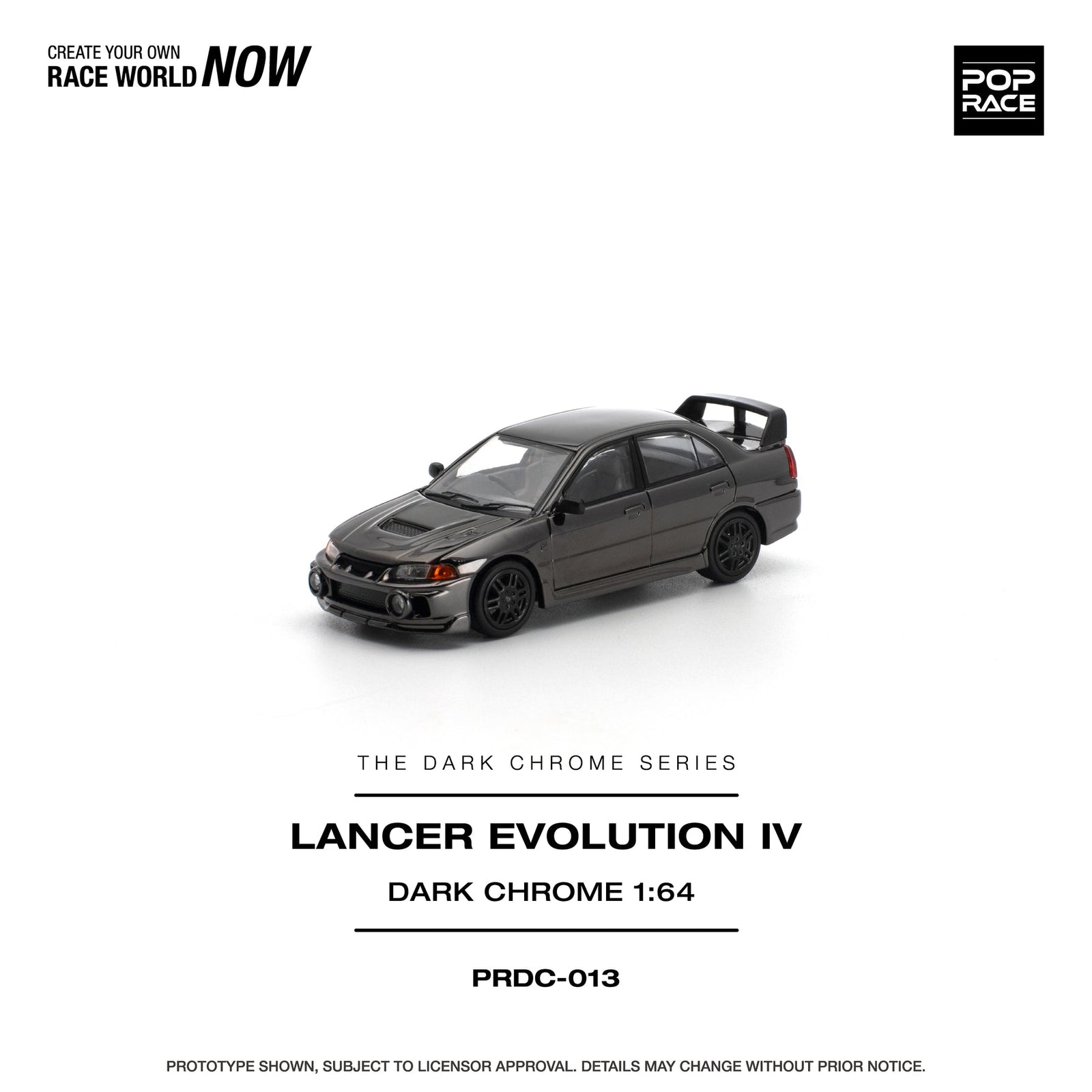 (Pre-order) POPRACE 1/64 - LANCER EVOLUTION IV DARK CHROME Diecast Model Car