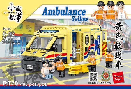 Royal Toys City Story RT70 Hong Kong Yellow Ambulance Emergency Vehicle 480pc