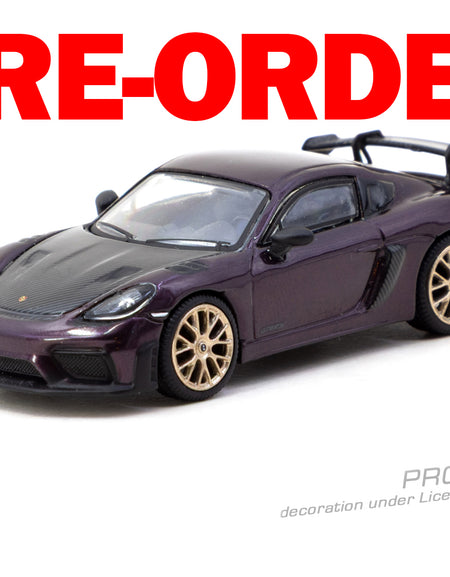 (Pre-order) Tarmac Works 1/64 Porsche Cayman GT4RS Amethyst Metallic Model Car