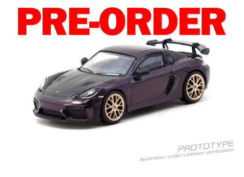 Load image into Gallery viewer, (Pre-order) Tarmac Works 1/64 Porsche Cayman GT4RS Amethyst Metallic Model Car
