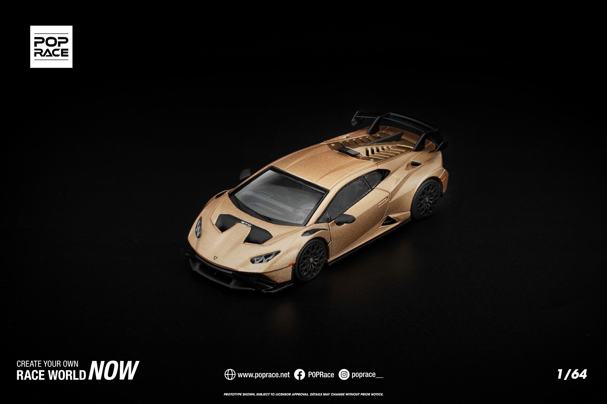 (Pre-order) POPRACE 1/64 LAMBORGHINI HURACAN STO MATTE GOLD #PR640413 Model Car