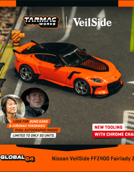 Tarmac Works 1/64 Nissan VeilSide FFZ400 Fairlady Z Orange with Card