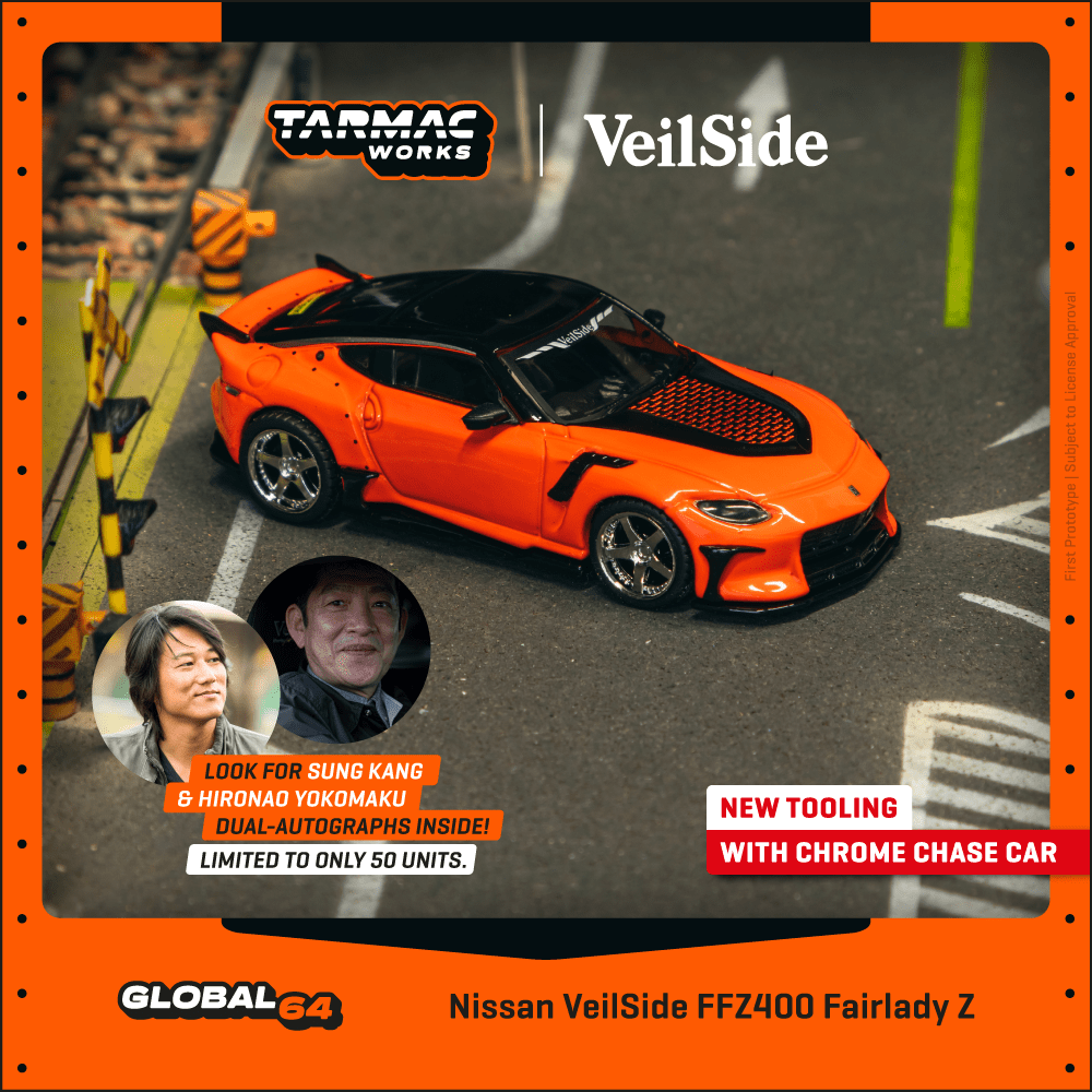 Tarmac Works 1/64 Nissan VeilSide FFZ400 Fairlady Z Orange with Card