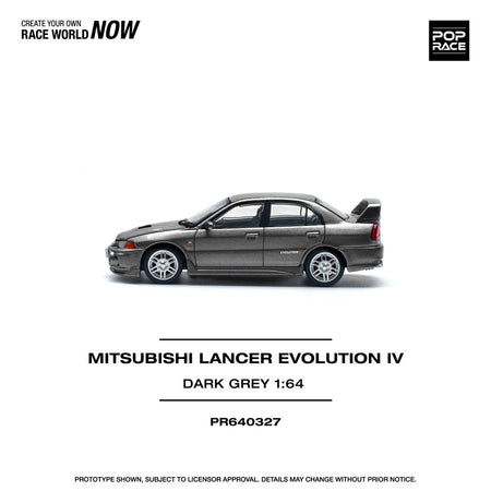 POP RACE 1/64 MITSUBISHI LANCER EVOLUTION IV DARK GREY Diecast Model