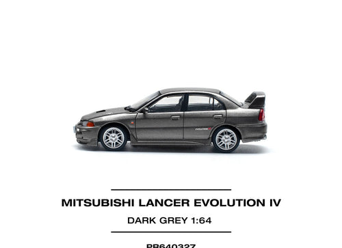 Load image into Gallery viewer, POP RACE 1/64 MITSUBISHI LANCER EVOLUTION IV DARK GREY Diecast Model
