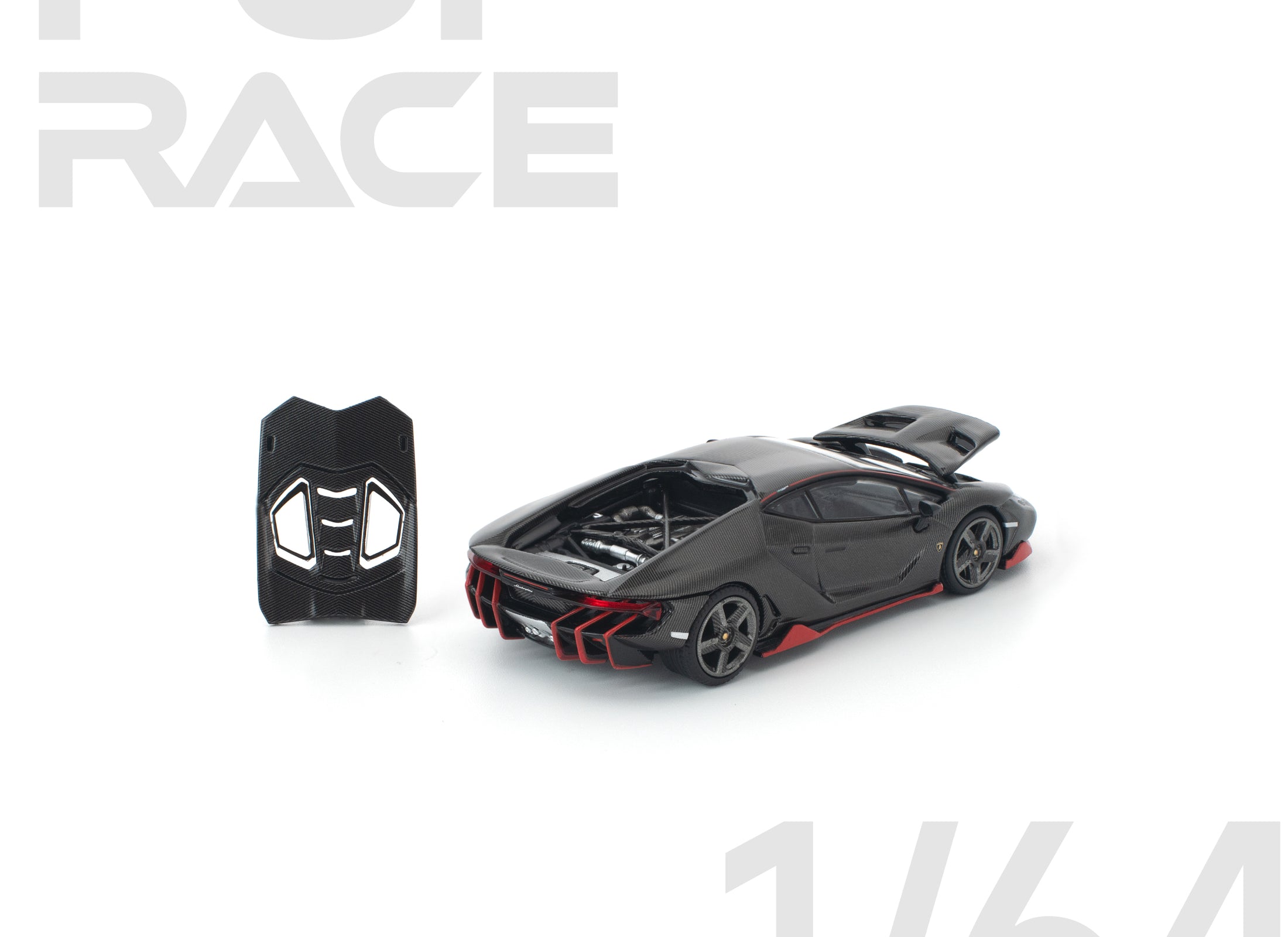 (Pre-order) POPRACE 1/64 LAMBORGHINI CENTENARIO CARBON/RED #PR640436 Model Car
