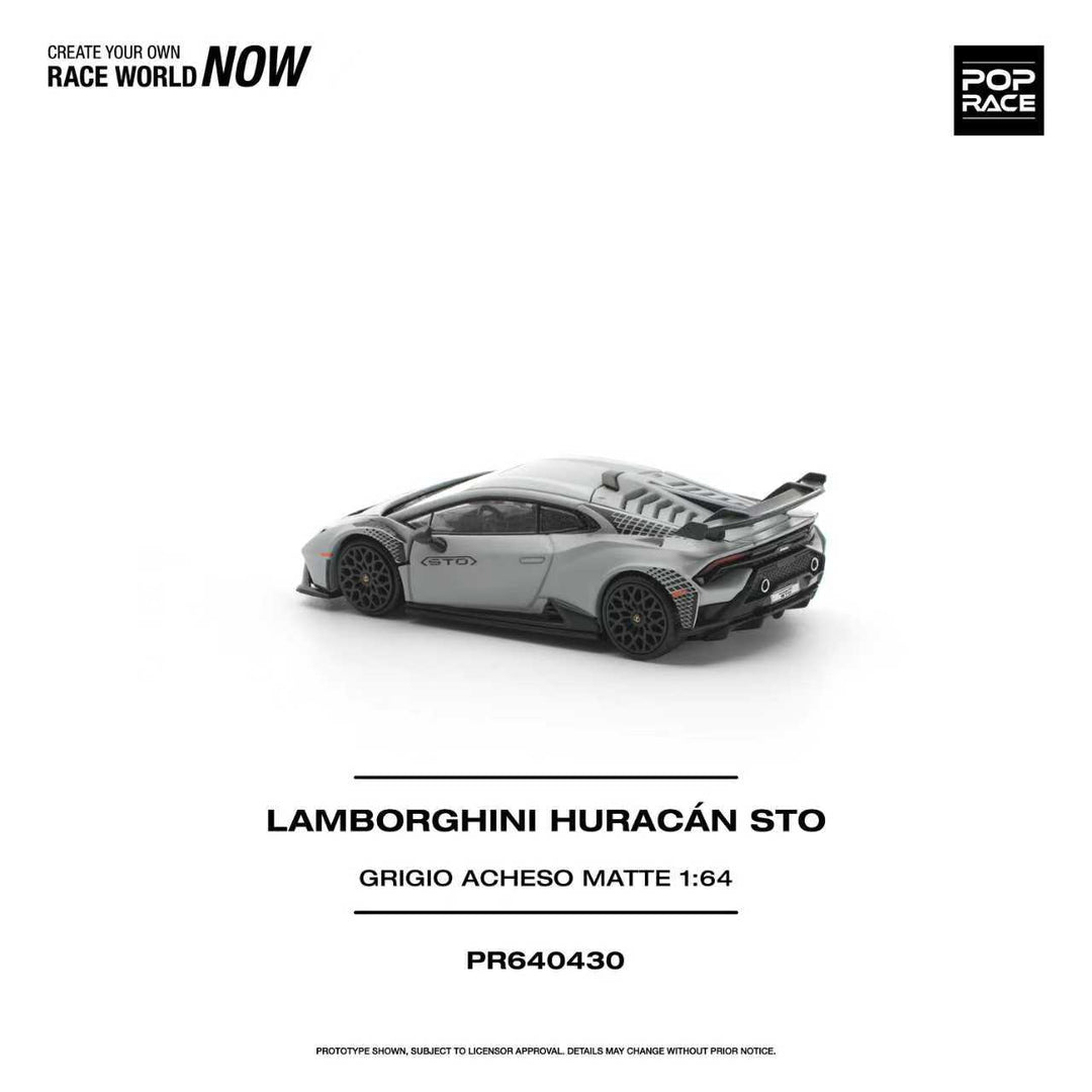 (Pre-order) POP RACE 1/64 LAMBORGHINI HURACAN STO GRIGIO ACHESO MATTE #PR640430
