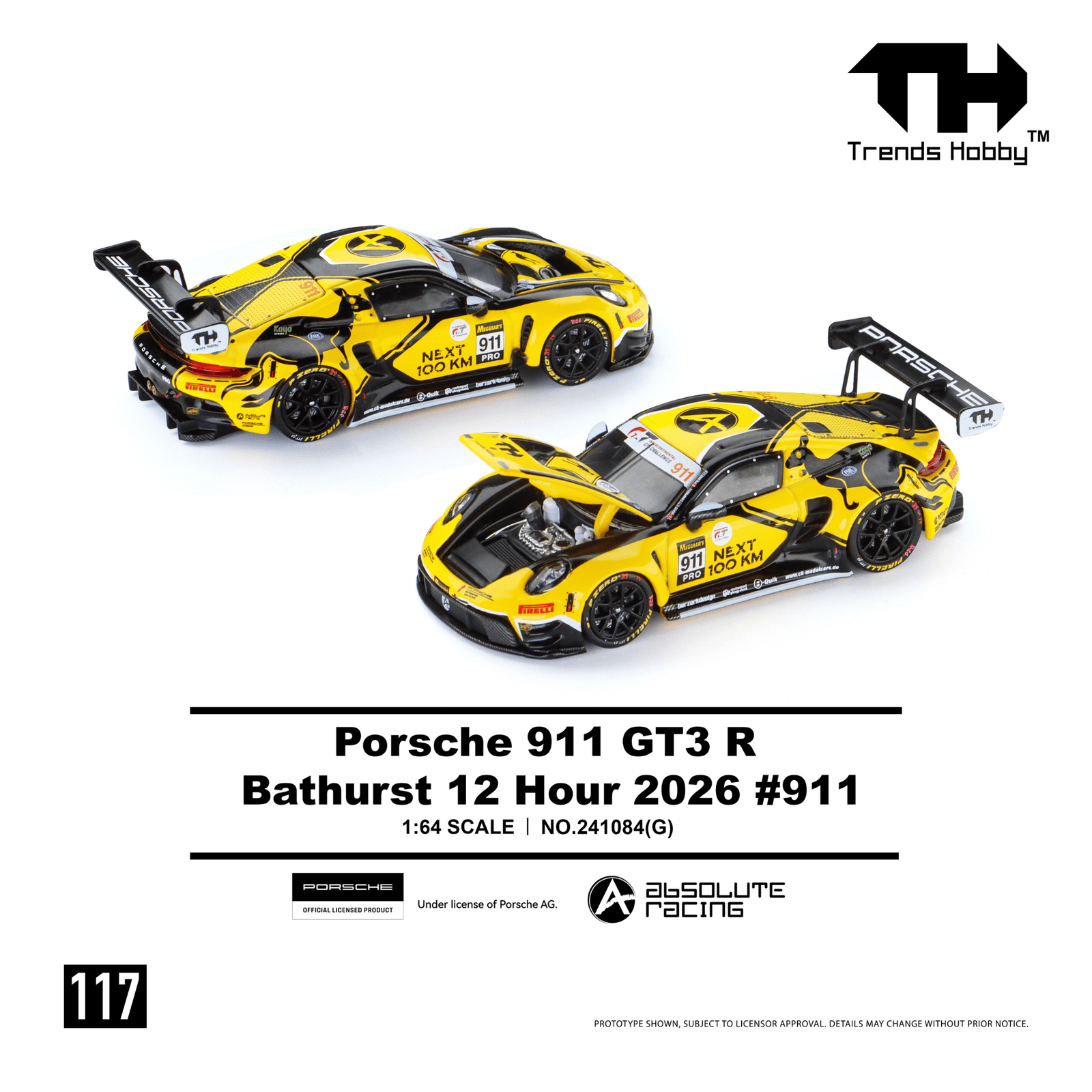 (Pre-order) Trends Hobby 1/64 #241084(G) Porsche 911 GT3 R - B12H 2026 #911