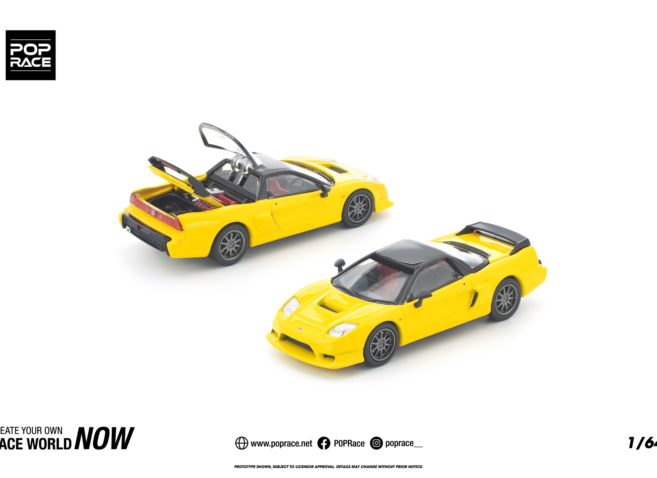 (Pre-order) POPRACE 1/64 HONDA NSX-R YELLOW Diecast Model Car