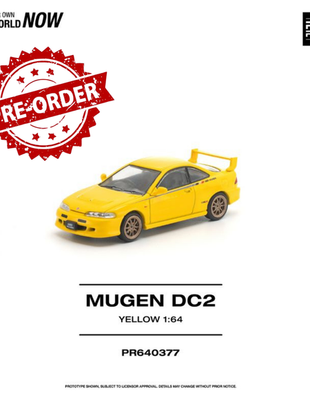 (Pre-order) POP RACE 1/64 MUGEN DC2 Yellow Diecast Model Car #PR640377