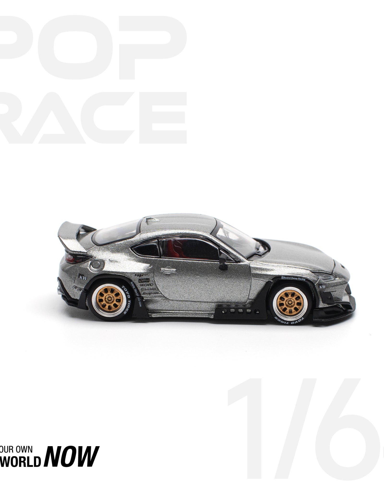POPRACE 1/64 PANDEM GR86 - SILVER (NEW TOOLING) Model Car