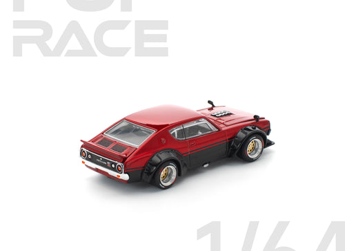Load image into Gallery viewer, (Pre-order) POPRACE 1/64 KPGC110 KENMERI - RED/BLACK Diecast Model Car
