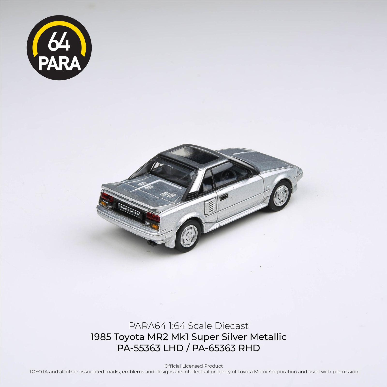 PARA64 1/64 1985 Toyota MR2 MK1 Super Silver Metallic - closed lights (RHD)