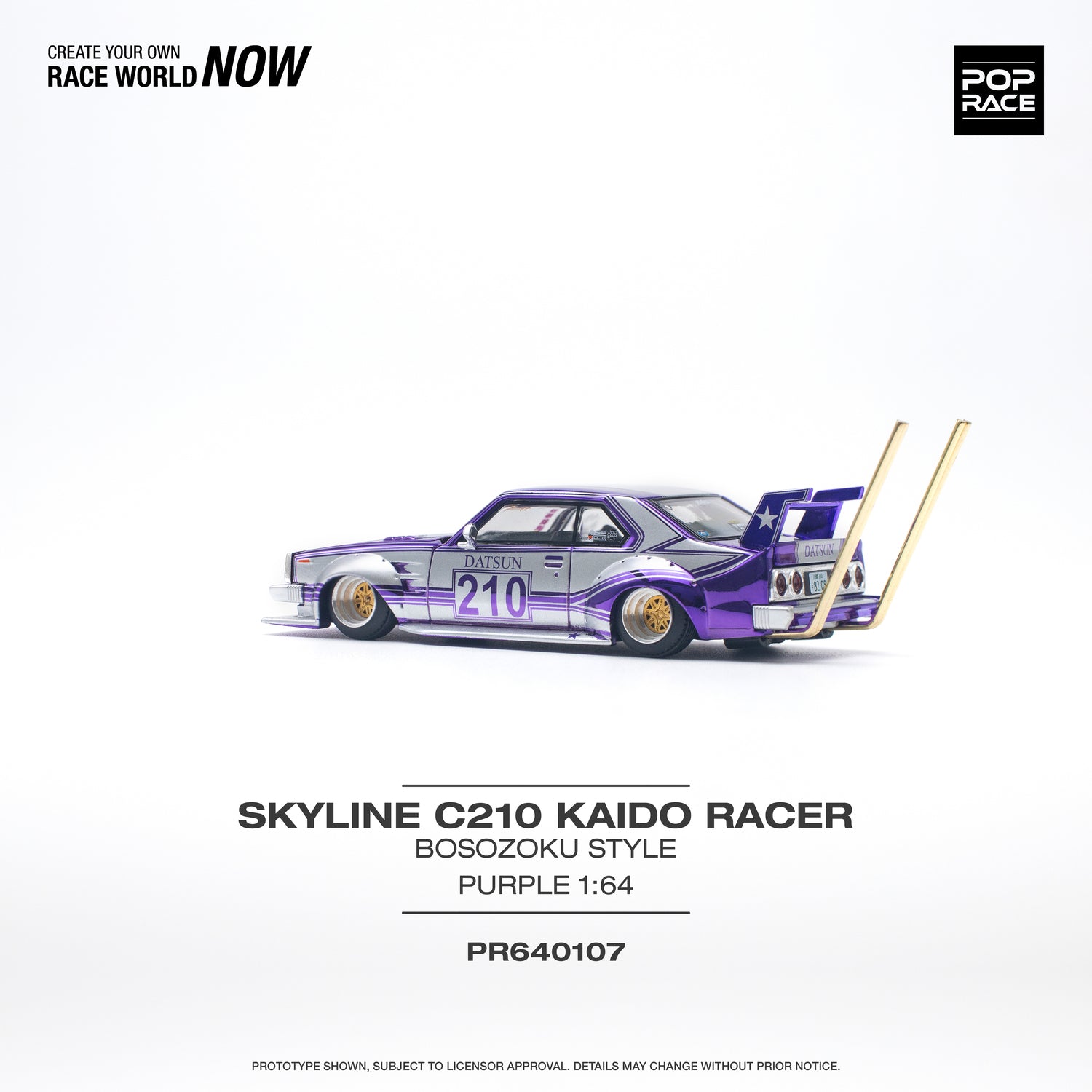 POPRACE 1/64 Skyline C210 Kaido Racer (Bosozoku Style) Purple