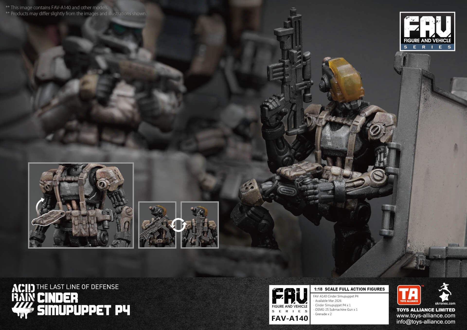 Acid Rain x Toy Alliance FAV-A140 Cinder Simupuppet P4 Action Figure Set