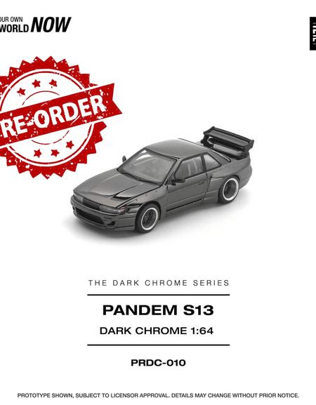 (Pre-order) POP RACE 1/64 PANDEM S13 DARK CHROME Diecast Model Car #PRDC-010