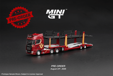 (Pre-order) Mini GT #1350 Scania 770S A6x4NA Car Transporter V8 50th Anniv. LHD