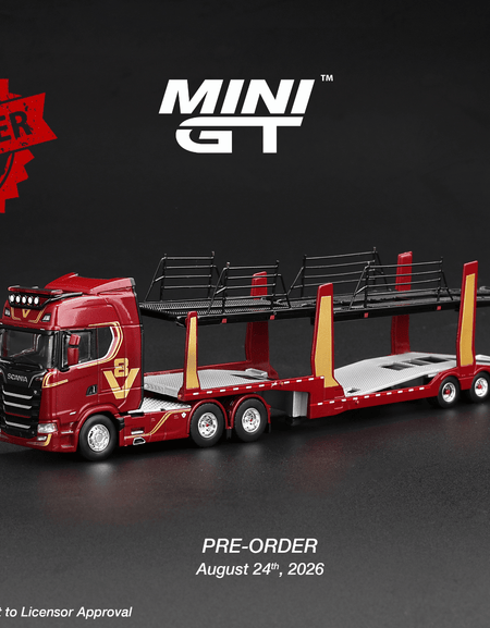 (Pre-order) Mini GT #1350 Scania 770S A6x4NA Car Transporter V8 50th Anniv. RHD