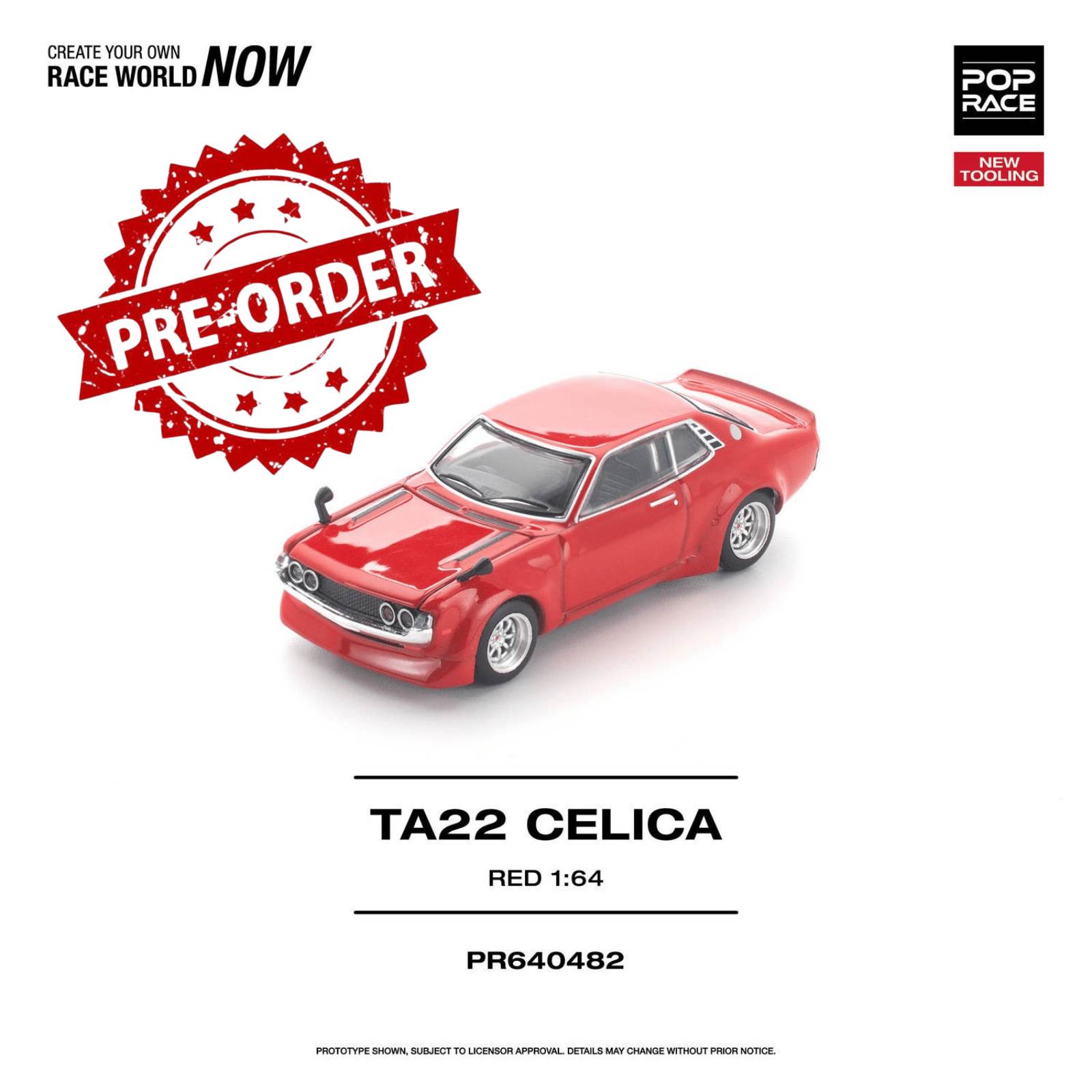 (Pre-order) POP RACE 1/64 TA22 CELICA RED Diecast Model Car #PR640482