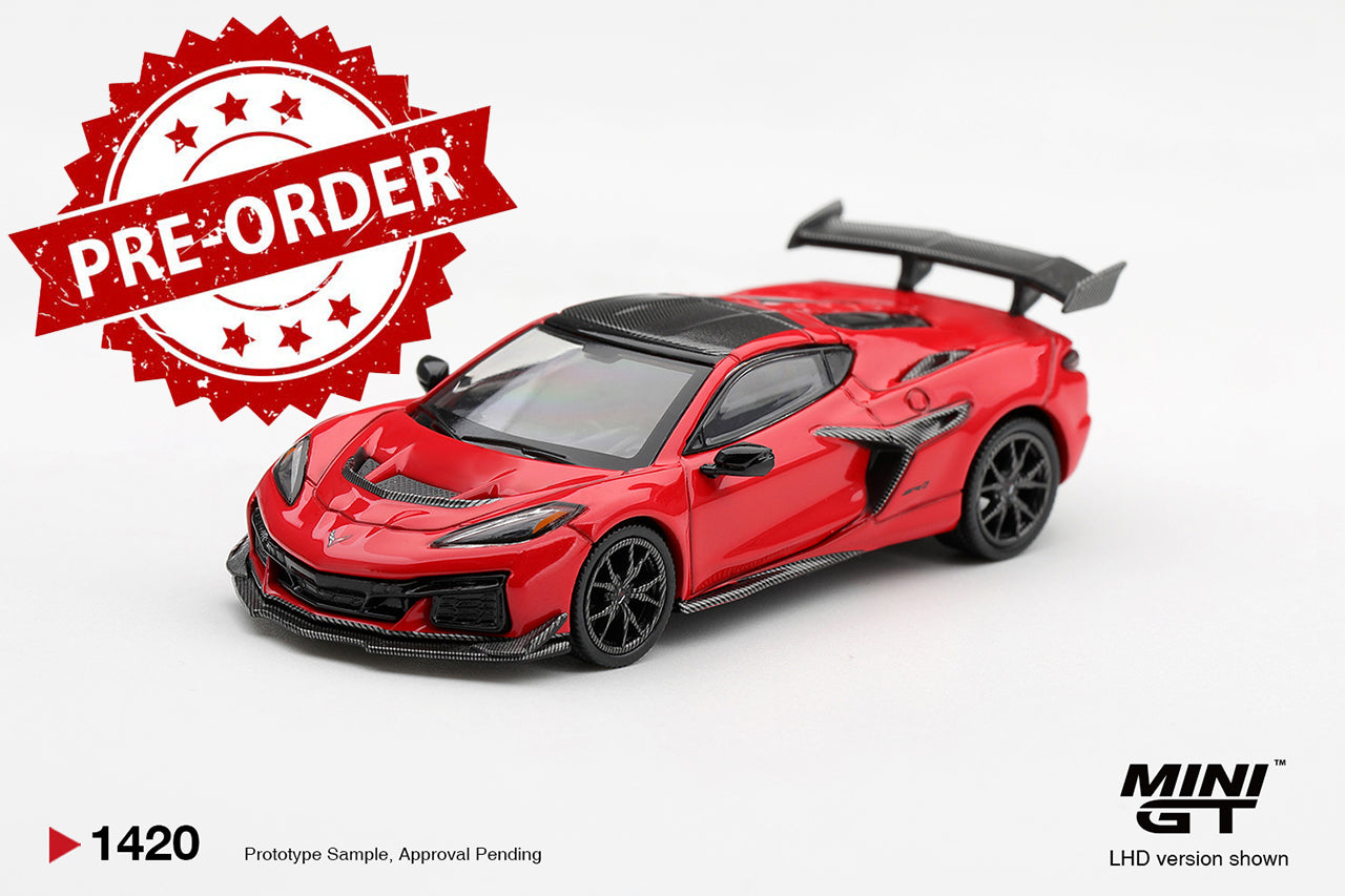 (Pre-order) Mini GT #1420 Chevrolet Corvette ZR1 Torch Red LHD Diecast Model Car