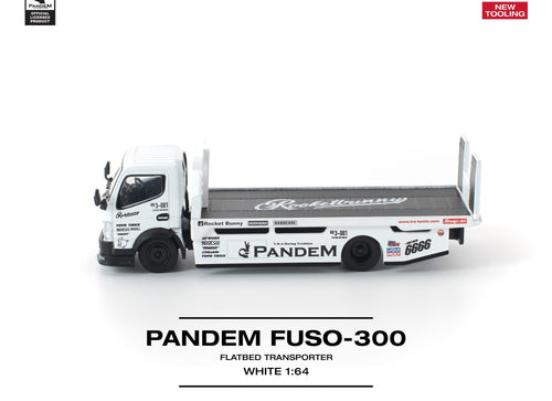 Load image into Gallery viewer, (Pre-order) POP race pandem fuso 300 flatbed transporter white new tooling
