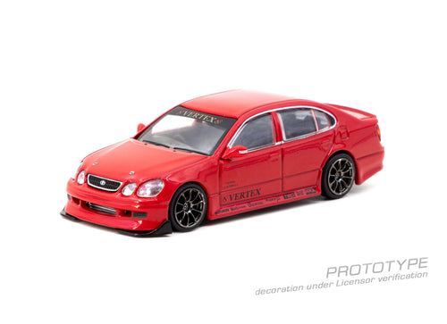 Load image into Gallery viewer, (Pre-order) Tarmac Works 1/64 VERTEX Toyota Aristo JZS161 Red Car+Card Combo Set
