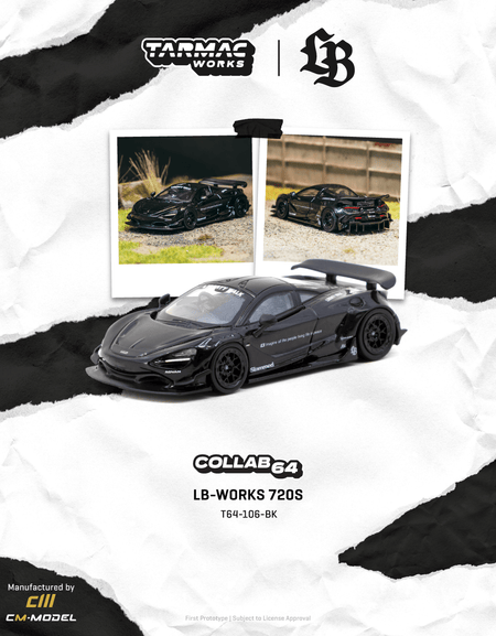 Tarmac Works 1/64 LB-WORKS 720S Black Diecast Model Car
