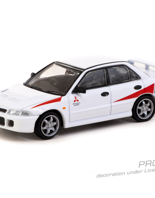 Load image into Gallery viewer, Tarmac Works 1/64 Mitsubishi Lancer RS Evolution White Lamley Model
