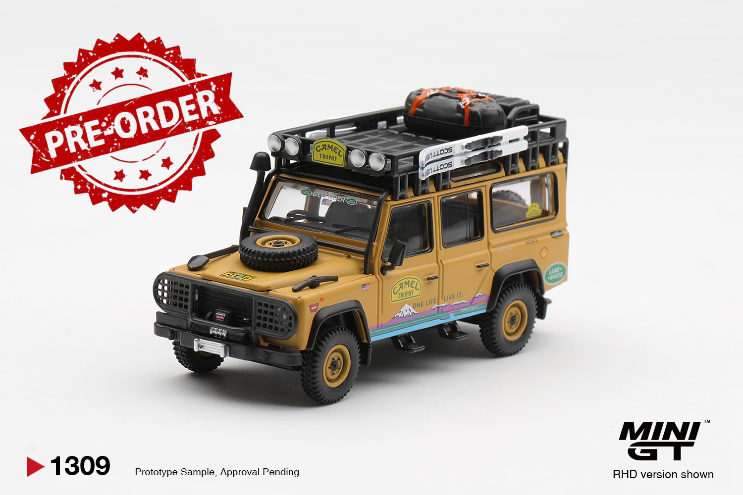 (Pre-order) Mini GT #1309 Land Rover Defender 110 1998 Camel Trophy CT.10 USA