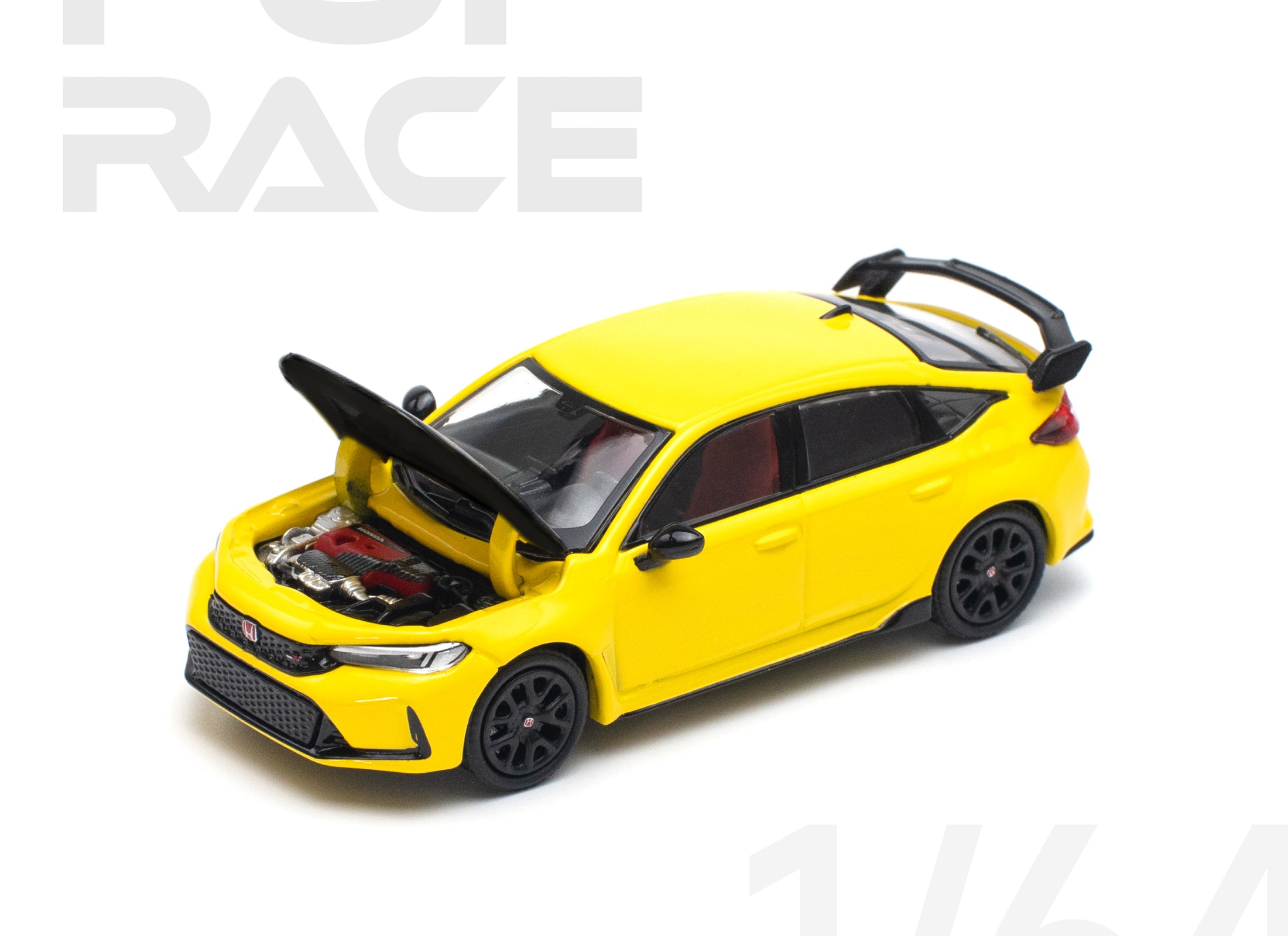 POPRACE 1/64 HONDA CIVIC FL5 TYPE-R SUNLIGHT YELLOW Model Car