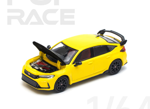 Load image into Gallery viewer, POPRACE 1/64 HONDA CIVIC FL5 TYPE-R SUNLIGHT YELLOW Model Car
