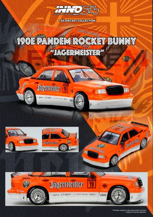 INNO64 1/64 PANDEM ROCKET BUNNY 190E JAGERMEISTER Diecast Model Car