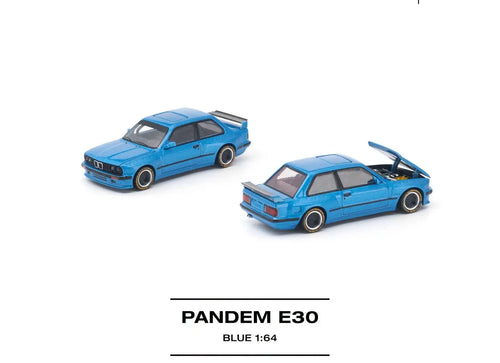Load image into Gallery viewer, (Pre-order) POPRACE 1/64 - PANDEM E30 BLUE Opening Front Hood Detailed Engine
